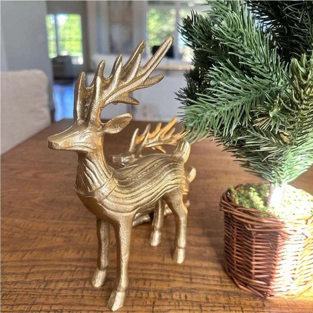 Christmas Metal Sitting & Standing Deer Gold - Threshold™